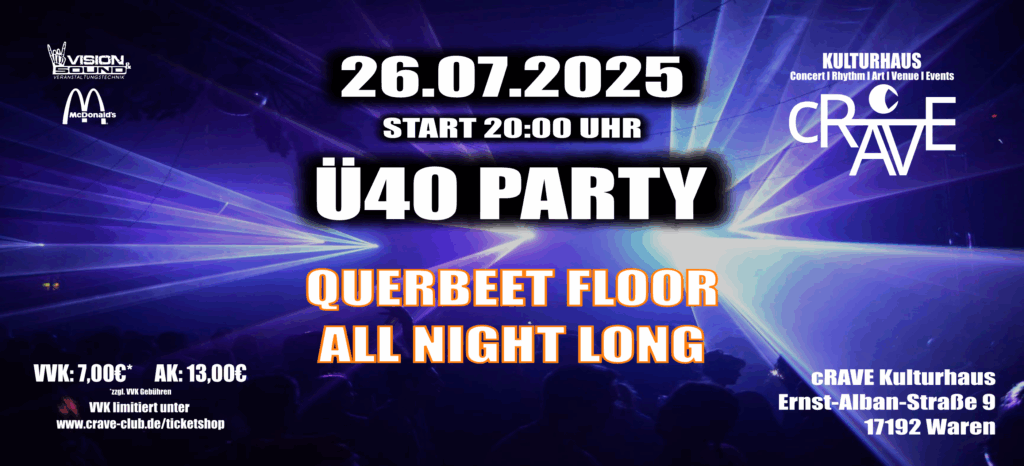 🎉 Ü40 PARTY – Querbeet Floor All Night Long! 🎉
