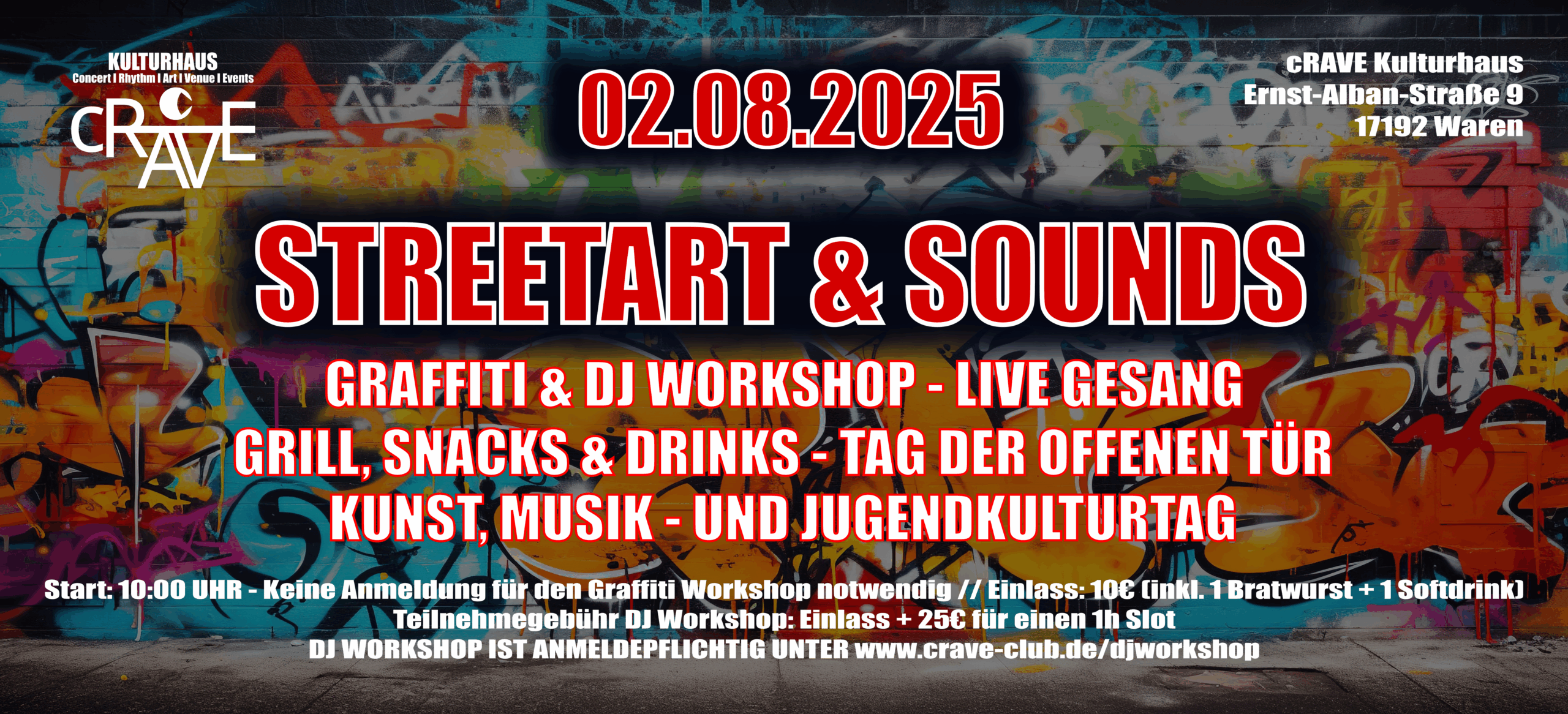 STREETART & SOUNDS - Graffiti-und DJ Workshop, Live Gesang, Grill & Drinks