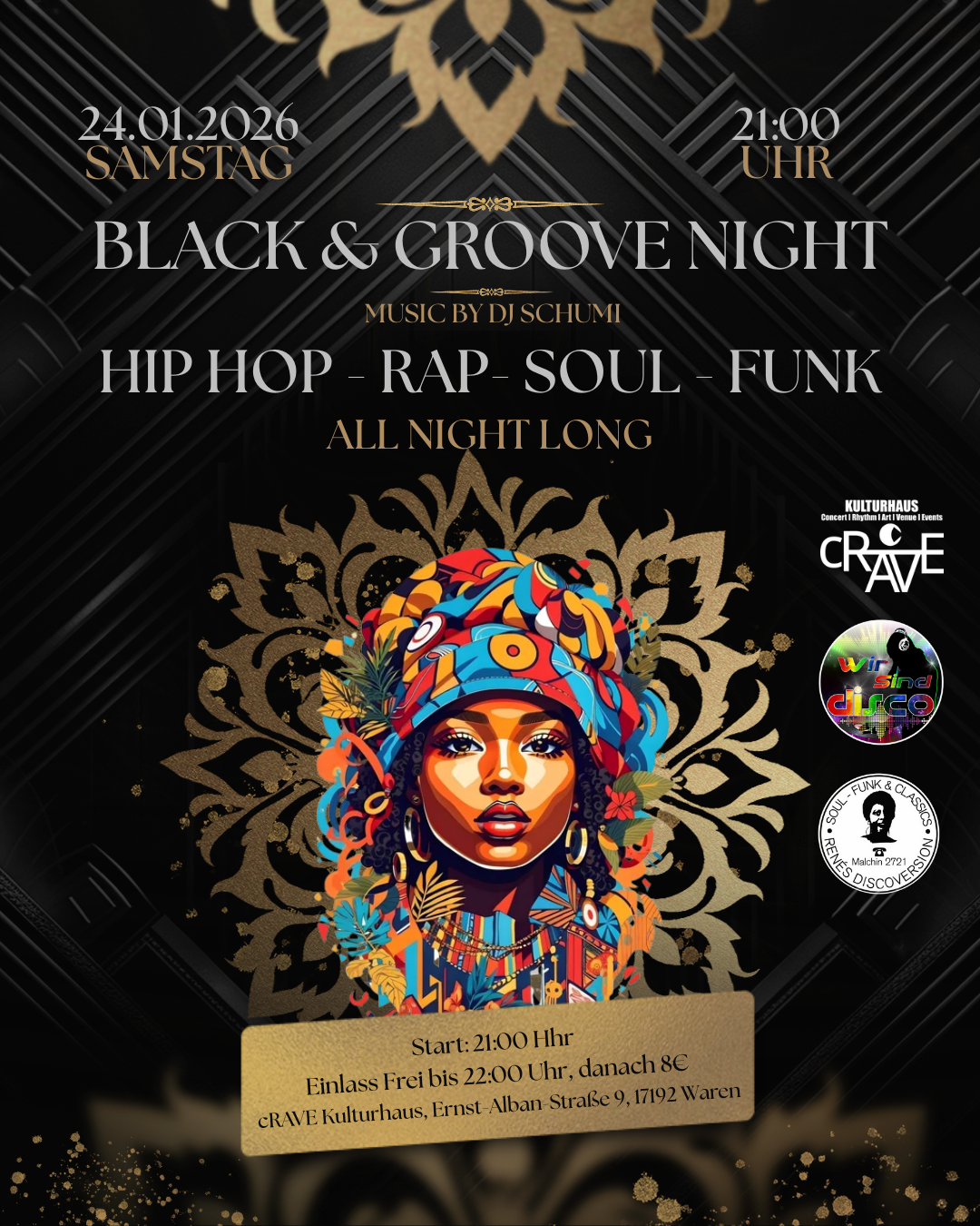 BLACK & GROOVE NIGHT– Hip Hop-Rap-Soul-Funk All Night Long