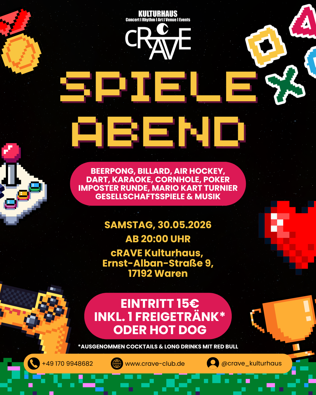 🎮 SPIELEABEND im CRAVE Kulturhaus 🎮
