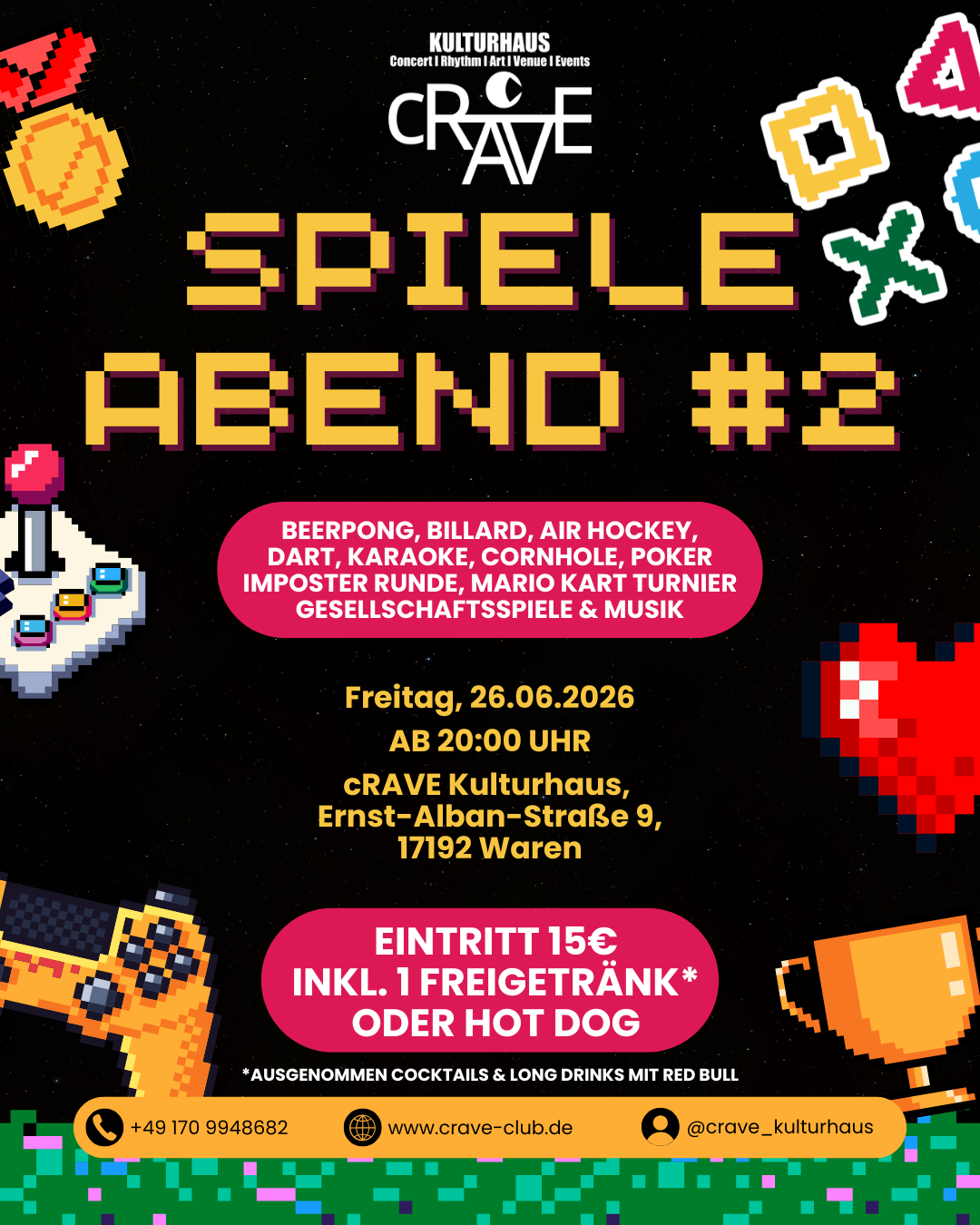 🎮✨ SPIELEABEND #2 im Crave Kulturhaus ✨🎮