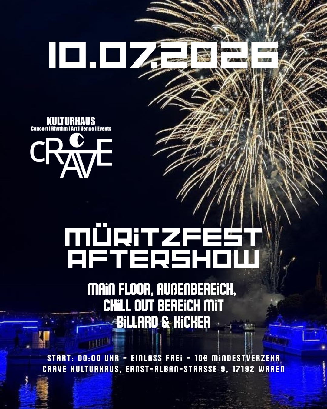 🎆 MÜRITZFEST AFTERSHOW im CRAVE Kulturhaus 🎆