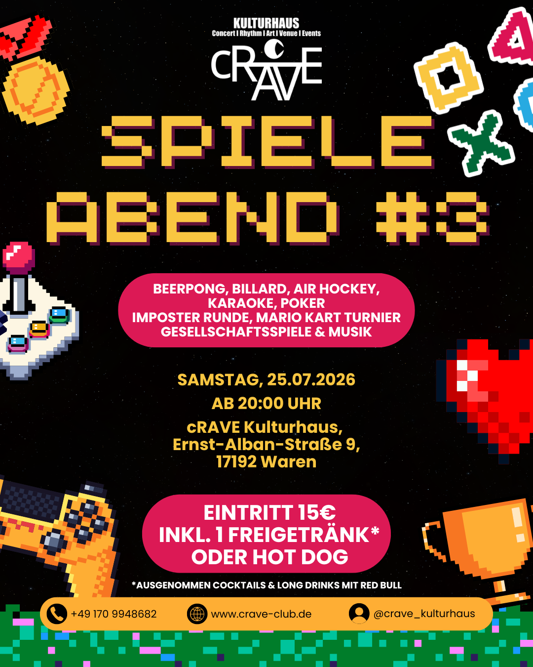 🎮🕹️ SPIELEABEND #3 IM CRAVE KULTURHAUS 🕹️🎮