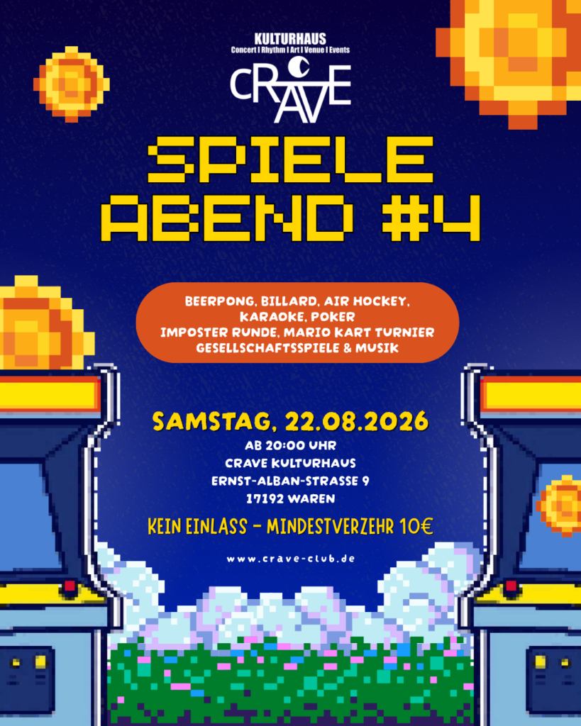 🎮 SPIELEABEND #4 IM CRAVE KULTURHAUS 🕹️